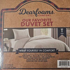 Twin Dearfoams Cozy Comfort Our Favorite Duvet Set - Faux Rabbit Fur Gray - NIB